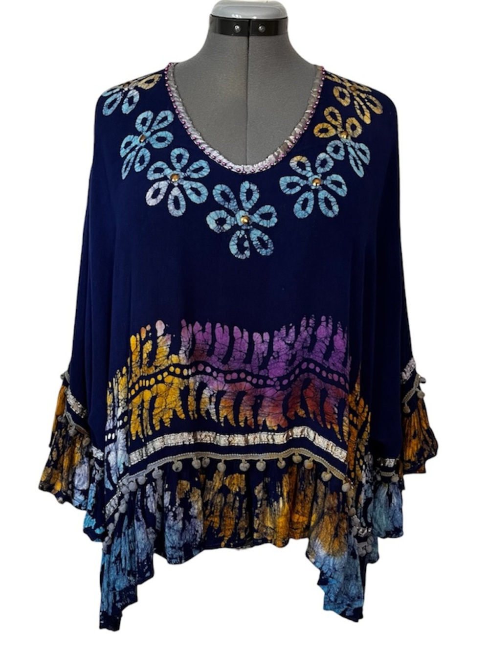 Shoreline printed bead trim tunic top M